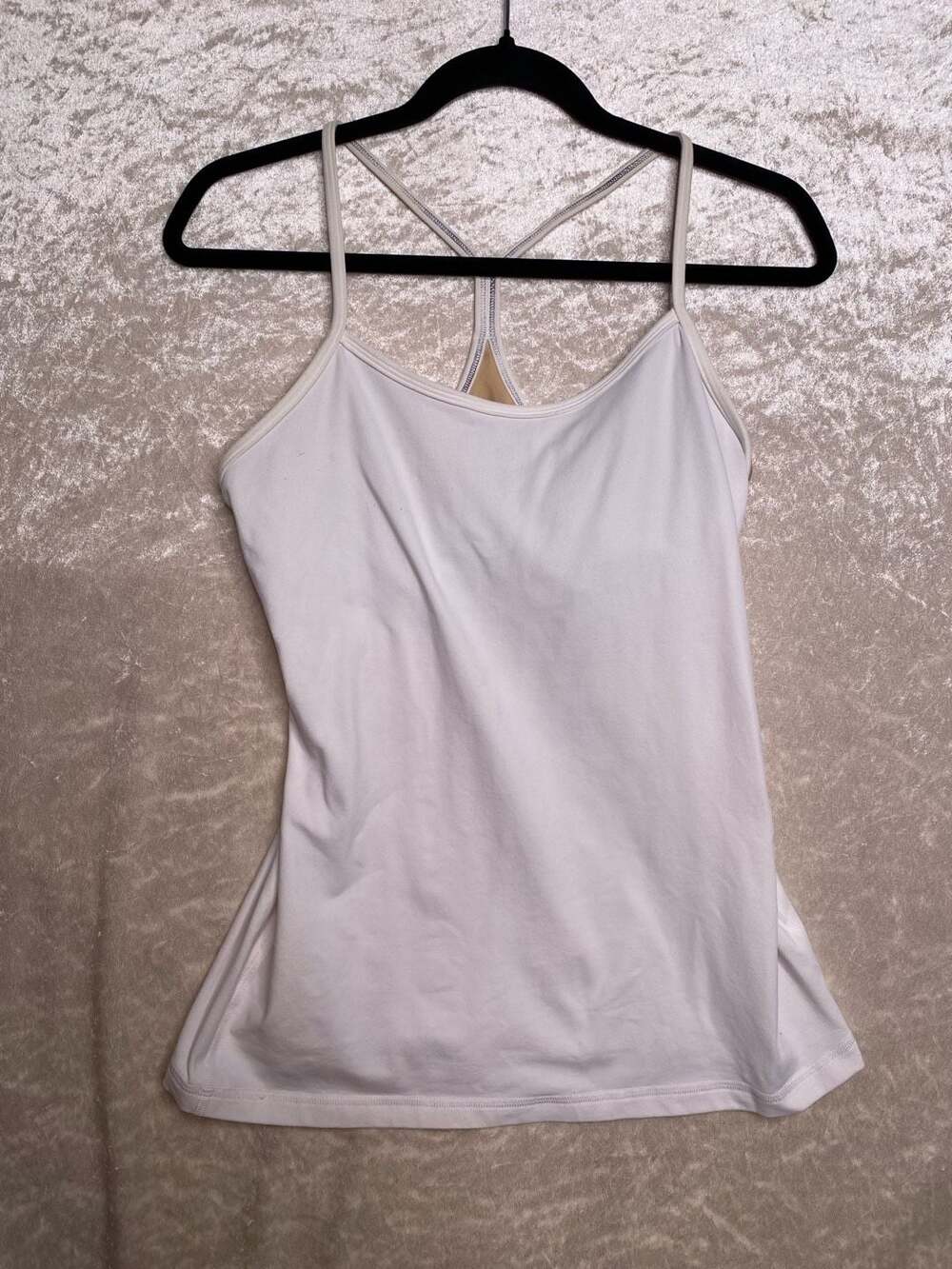 Lululemon Power Y Tank Top White Tan Built-In Bra